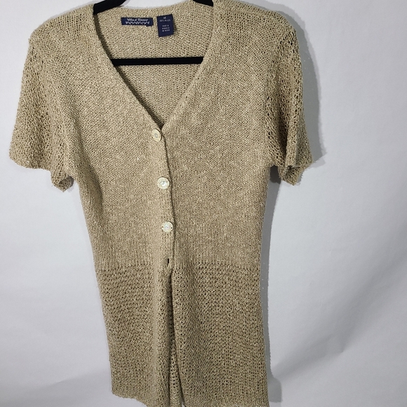 Wind River Women's Size Medium Beige Short Sleeve Sweater Casual‎ Top Cardigan - Picture 1 of 10